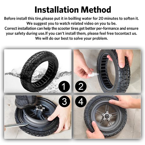 Cooryda 10X2.125 Off Road Tire for Electric Scooter Ninebot F20/F30/F40/F65, 10 inch Solid Rubber Tires for Front And Rear Solid Electric Scooter Tire Tubeless(Black 2pcs)