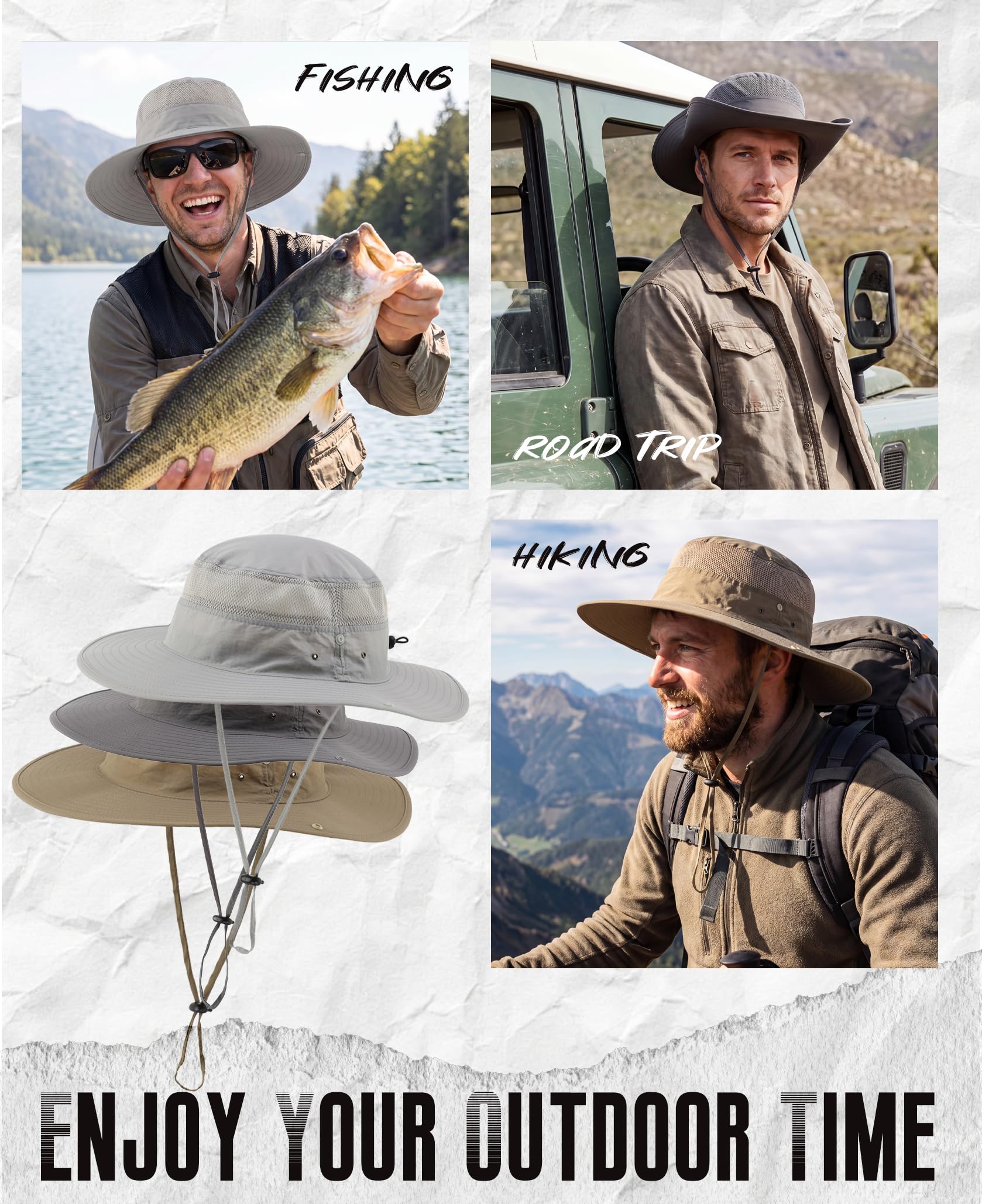 Connectyle Wide Brim Bucket Hat for Men Women UV Sun Protection Hat for Fishing Hiking Gardening Summer Beach Hats Royal Blue
