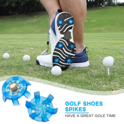 51Pcs Golf Spikes Set 50 Golf Shoe Spikes Replacements with 1 Black Cleats Spanner Metal Thread Screw 6 mm Dia Shoe Cleats Suitable for Use on Lawns or Golf Courses (Blue)