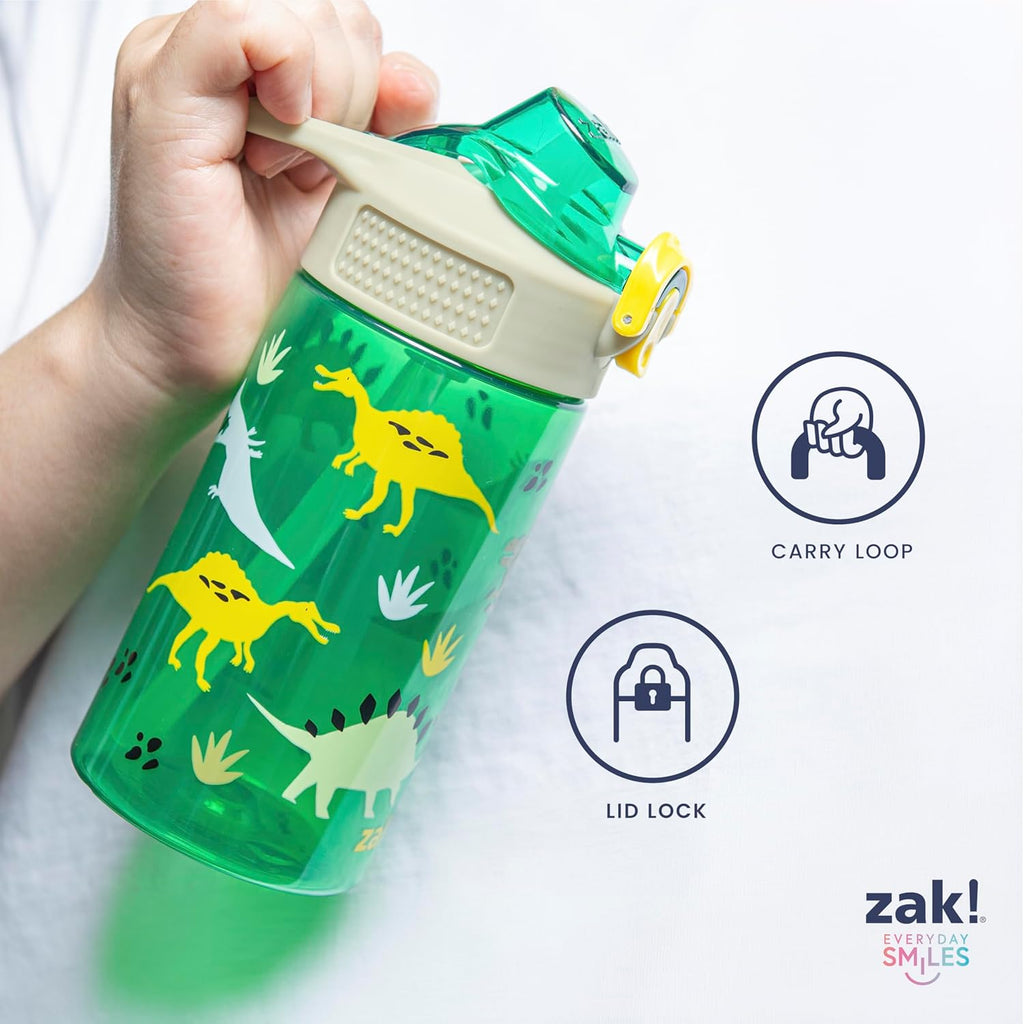 Zak Designs Sesame Street Kids Water Bottle - 16oz Durable Plastic with Straw & Handle | Leak-Proof, 2-Pack (Elmo & Friends)