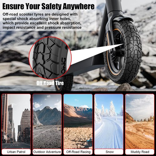 Cooryda 10X2.125 Off Road Tire for Electric Scooter Ninebot F20/F30/F40/F65, 10 inch Solid Rubber Tires for Front And Rear Solid Electric Scooter Tire Tubeless(Black 2pcs)