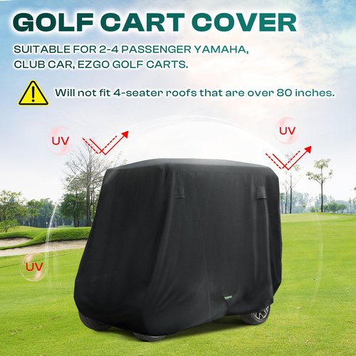 DRIVE UP Golf Cart Cover Fits for 2/4 Passenger Yamaha Club Car EZGO Golf Carts, 420D Waterproof Durable Polyester Cover with Zipper Doors, Dustproof, Sunproof, Windproof
