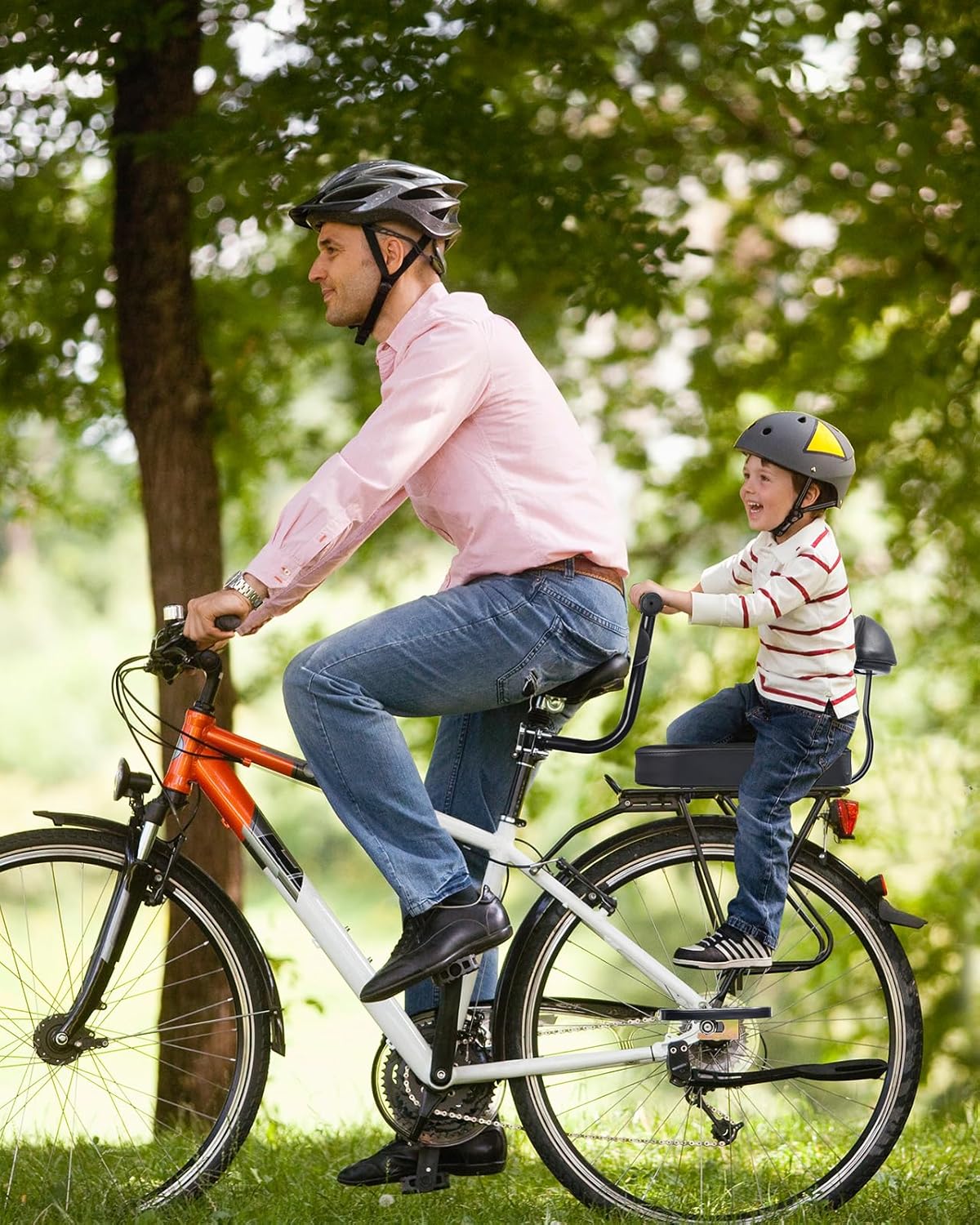 Zacro Kids Bike Seat - Comfortable Rear Seat with Backrest & Safety Armrests | For Children Over 5 Years Old