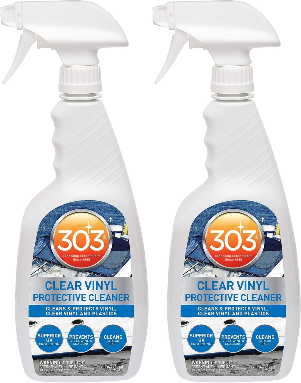 303 Products Marine Clear Protective Cleaner - Superior UV Protection for Vinyl & Plastics | 32oz (Pack of 2)
