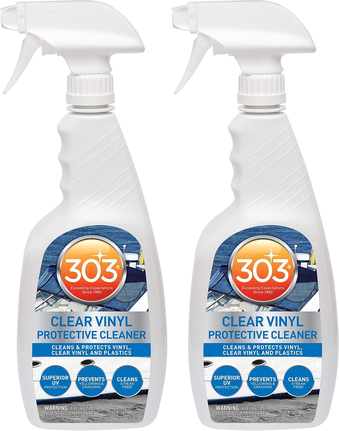 303 Products Marine Clear Protective Cleaner - Superior UV Protection for Vinyl & Plastics | 32oz (Pack of 2)