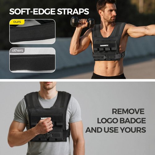 PACEARTH Adjustable Weighted Vest for Men, PACEARTH Heavy Duty Weight Vest with 16 Adjustable Iron Blocks for Hardcore Strength Training, Crossfit, and Running, 35LBS