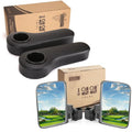 10L0L Golf Cart Rear Seat Kit Arm Rest Set with Cup Holder and Golf Cart Mirror, No-Drilling Side Rear View Mirror Compatible with EZGO Club Car Yamaha Golf Cart and Others