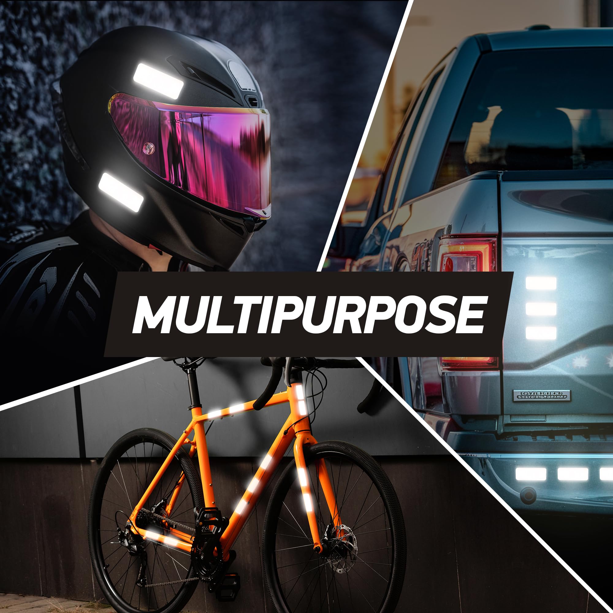 Byllstore Reflective Safety Tape Stickers | 3M Diamond Grade | White | 1.2″ x 3.15″ | 20-Pack | Safety Warning Tape for Helmets, Cars, Mailboxes & More
