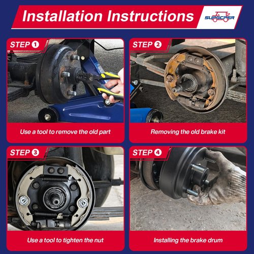 EZGO Brake Drum Kit for TXT 1996-Up Electric Vehicles，Golf Cart Brake Hub Drum Repair Kit Includes EZGO TXT Brake Drum/Hubs&Brake Shoes&Brake Spring Kit, OEM Replace#19186G1, 70794G01, 70795G01