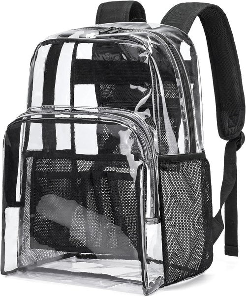 NEOREAL Clear Transparent Backpack - Heavy Duty Design for College, Work & Security | Black