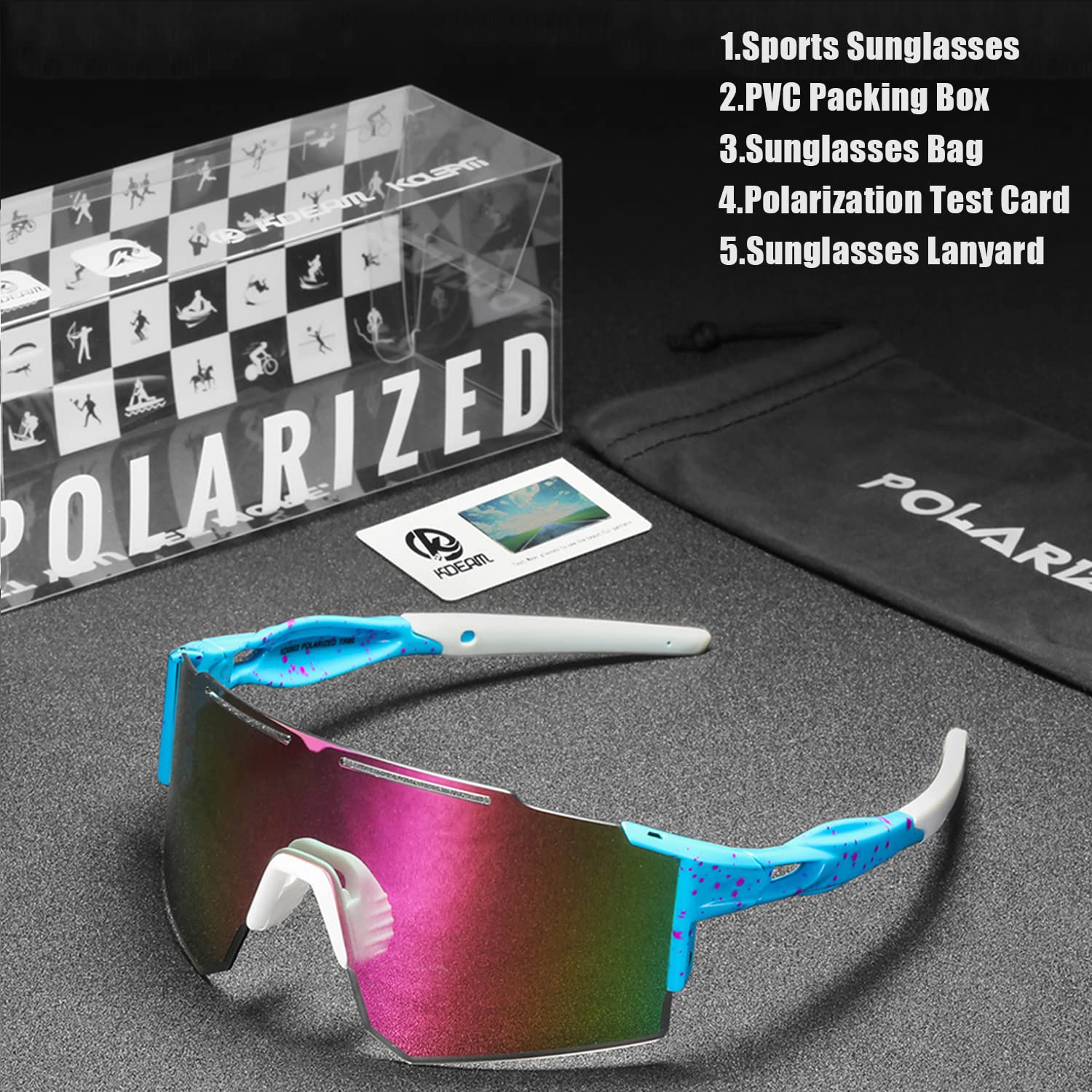 YUNBLL&KO Polarized Sports Sunglasses for Men Women Running Sunglasses Youth Cycling Baseball UV400 Protection