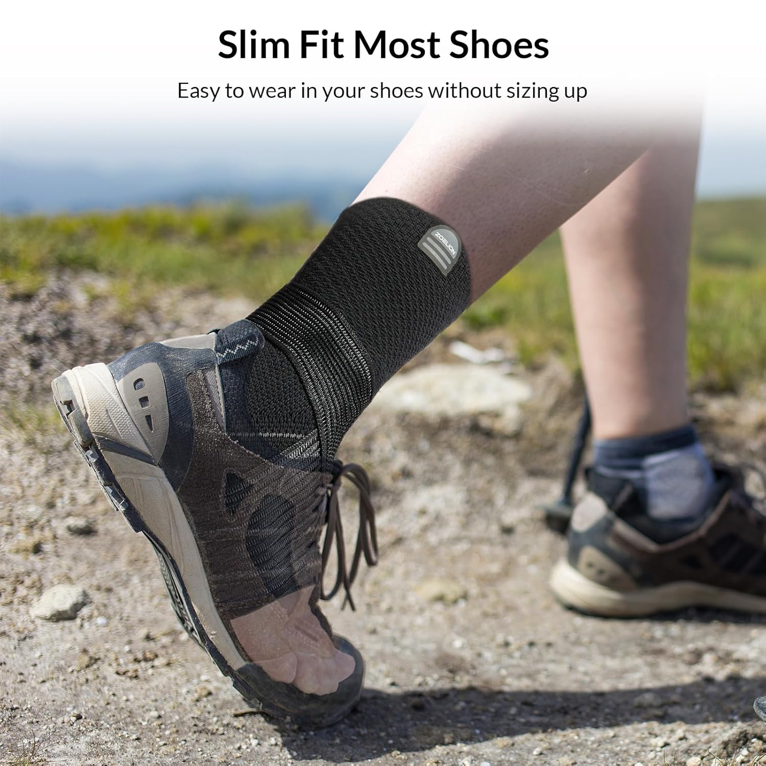 Skiennix Ankle Brace - Compression Support for Plantar Fasciitis Relief | Removable Fishnet Strap, Black 3XL