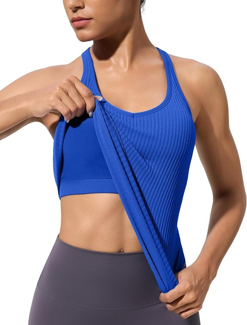 MathCat Workout Tank Tops - Seamless V-Neck Design with Built-In Bra for Fitness & Yoga