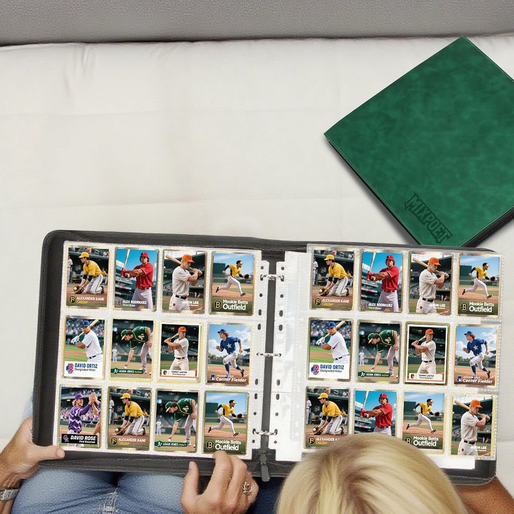 Trading Card Binder by [Brand Name] - 12 Pocket Collection Album for 960 Cards | Premium Green Holder for TCG/PM/MTG