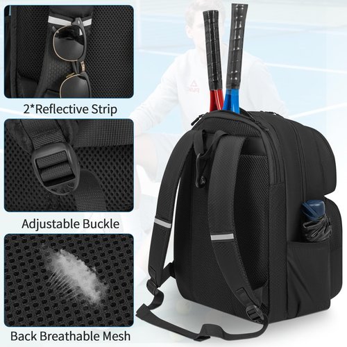 ANILD Tennis Bag Tennis Racket Backpack for 2 Rackets with Ventilated Shoe Compartment for Men & Women