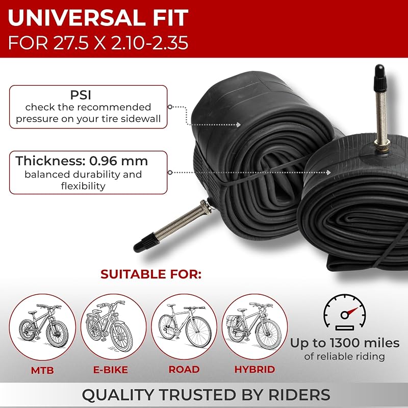 Fincci 27.5 x 2.1-2.35 Inch Presta Inner Tubes (2 Pack) 48mm Valve