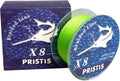 Pristis X8 Braided Fishing Line - 8-Strand Super Strong, Abrasion Resistant, 300 Yds Lime Green