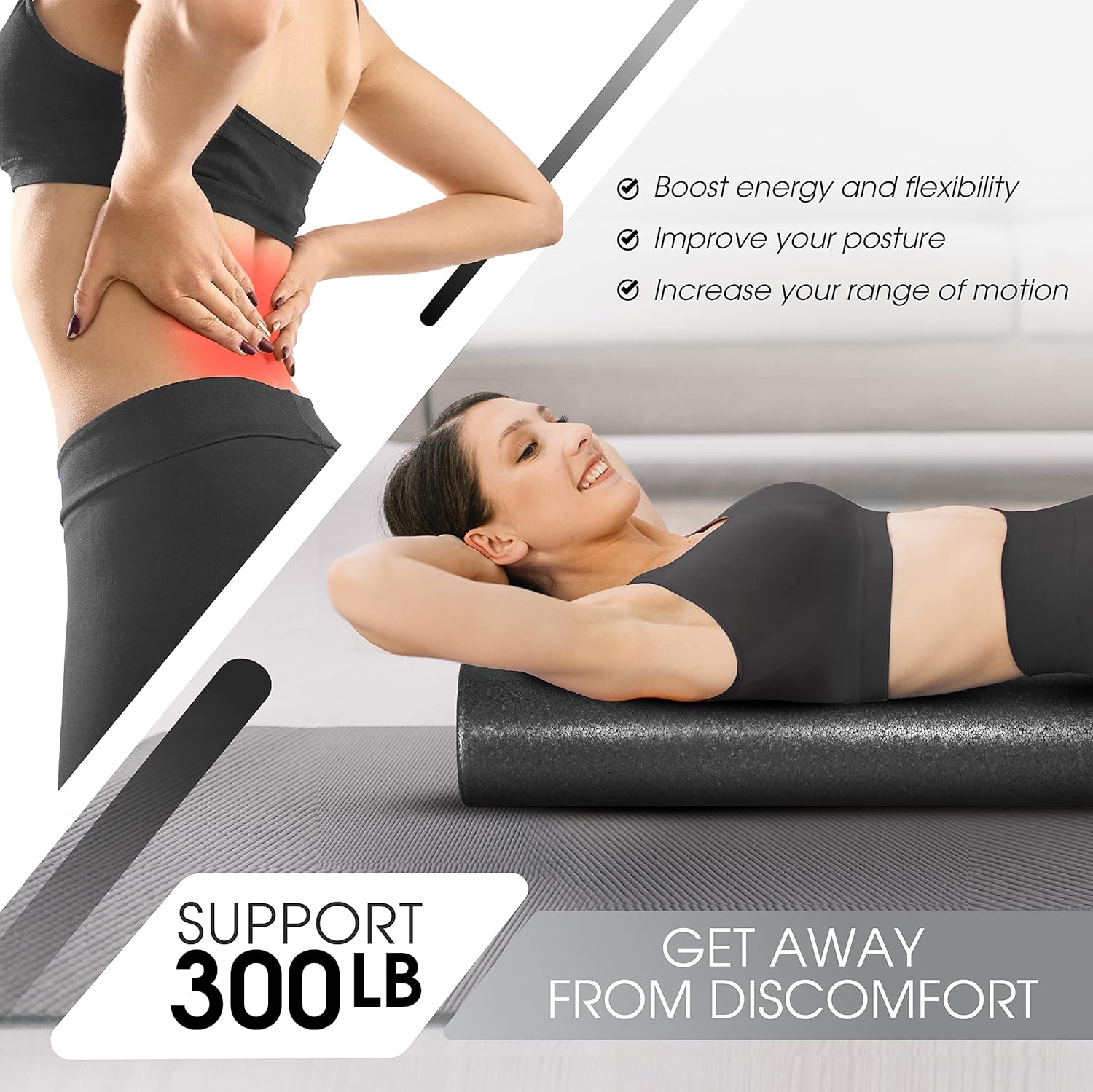 Yes4All High-Density Foam Roller - Versatile Back Roller for Yoga, Pilates & Stretching | 12-36 Inch Sizes