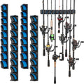 PLUSINNO Fishing Rod Rack - Wall Mounted Holder for Up to 36 Rods | 4-Pack Fishing Gear Storage