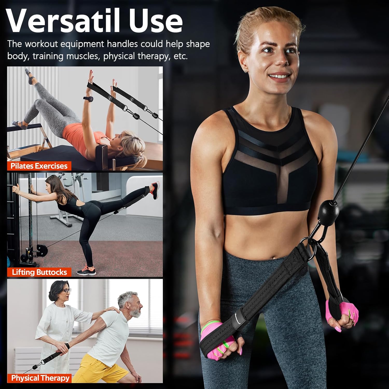 RENRANRING Tricep Rope Cable Attachment - 13-Inch Exercise Handles for Strength Training & Recovery