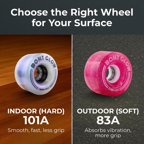 Bont Glow Light Up LED INDOOR Roller Skate Wheels – 58x32mm 101A | Pack of 4 | For Jam, Shuffle and Rhythm Skating (Angelic Aqua)