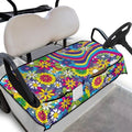 Suobstales Hippie Daisy Swirl Print Golf Cart Seat Towel Blanket Cover with 4 Pockets for All Weather, Non-Slip Golf Cart Seat Cover Compatible with EZGO, Club Car and More 2-Seat Golf Carts