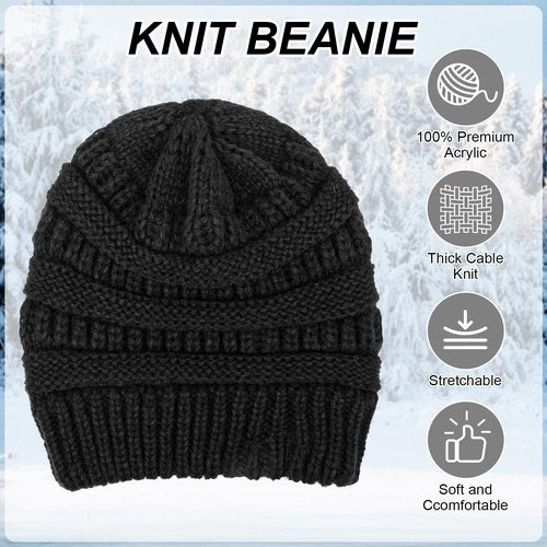 4 Pack Winter Hats for Women Men, Slouchy Beanies Hats Caps Knit Chunky Winter Beanie Hats Cute Skull Cap