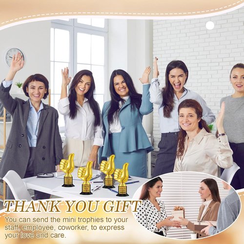 Highergo 24 Pcs Gold Trophy Cups - 5 Inch Thumbs Up Award Trophies for Employee Rewards & Party Favors