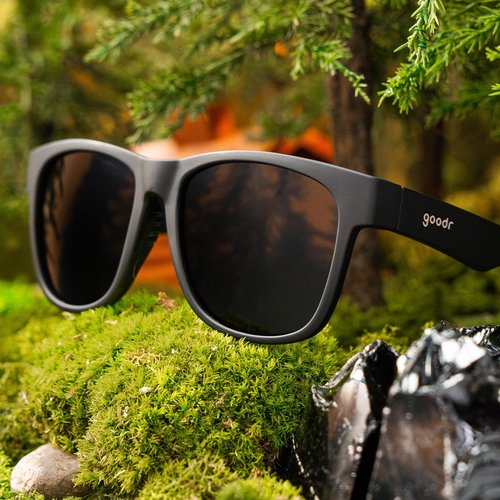Goodr Hooked On Onyx Polarized Sunglasses - Black Frame, UV400 Protection, No Slip, No Bounce, Large Size