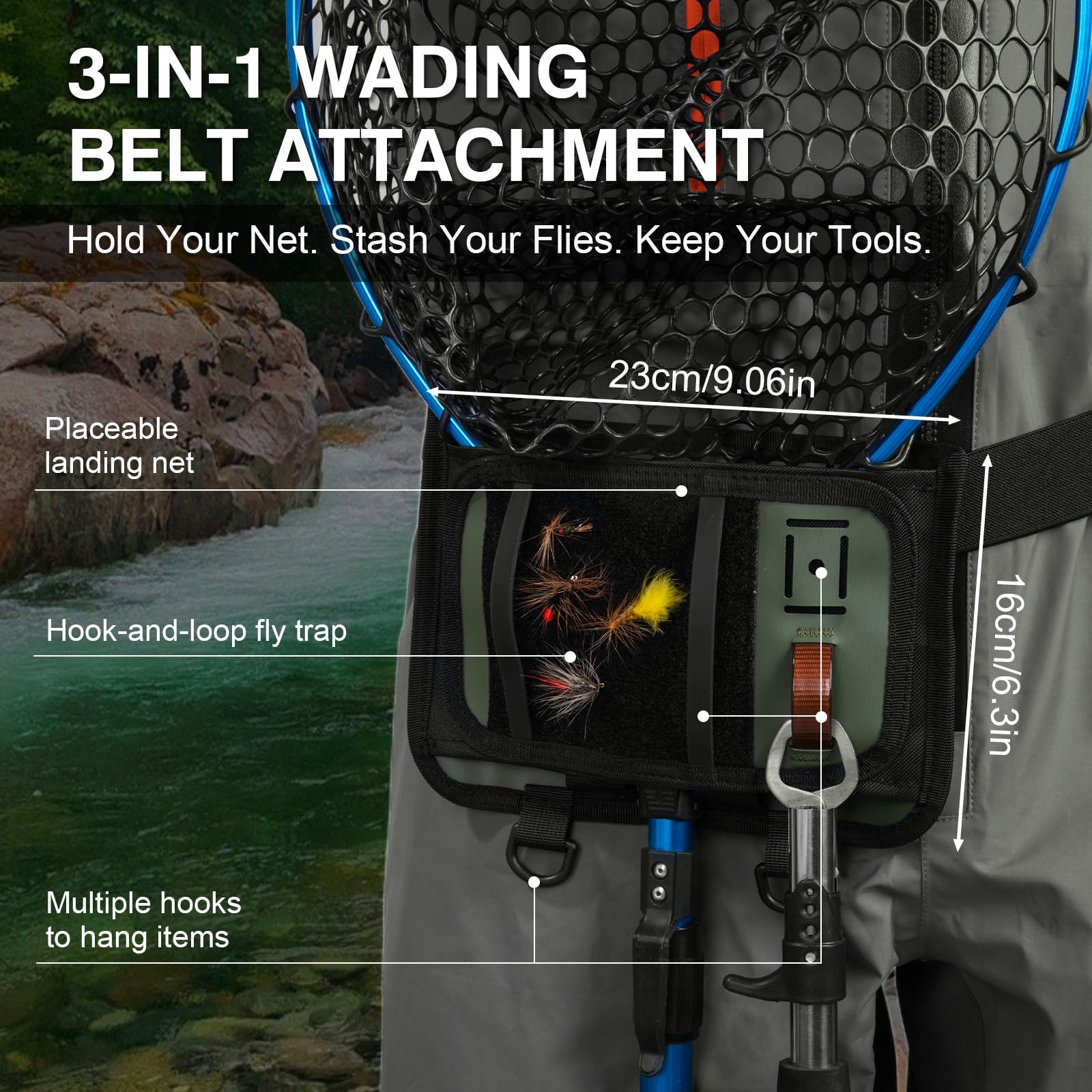 Goture 5-Layer Waterproof Zip Front Stocking Foot Waders, Breathable Fly Fishing Waders for Men Women with Handwarmer, Multiple Storage Pockets, Waist Belt, Fishing Chest Wader for Fishing XXL