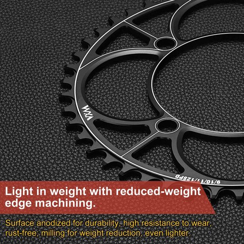 HARFINGTON 110BCD Bike Chainring 46T 7/8/9/10/11/12 Speed 191.78mm Diameter Round Aluminum Narrow Wide Tooth Bike Chainwheel for MTB Road Bike, Black