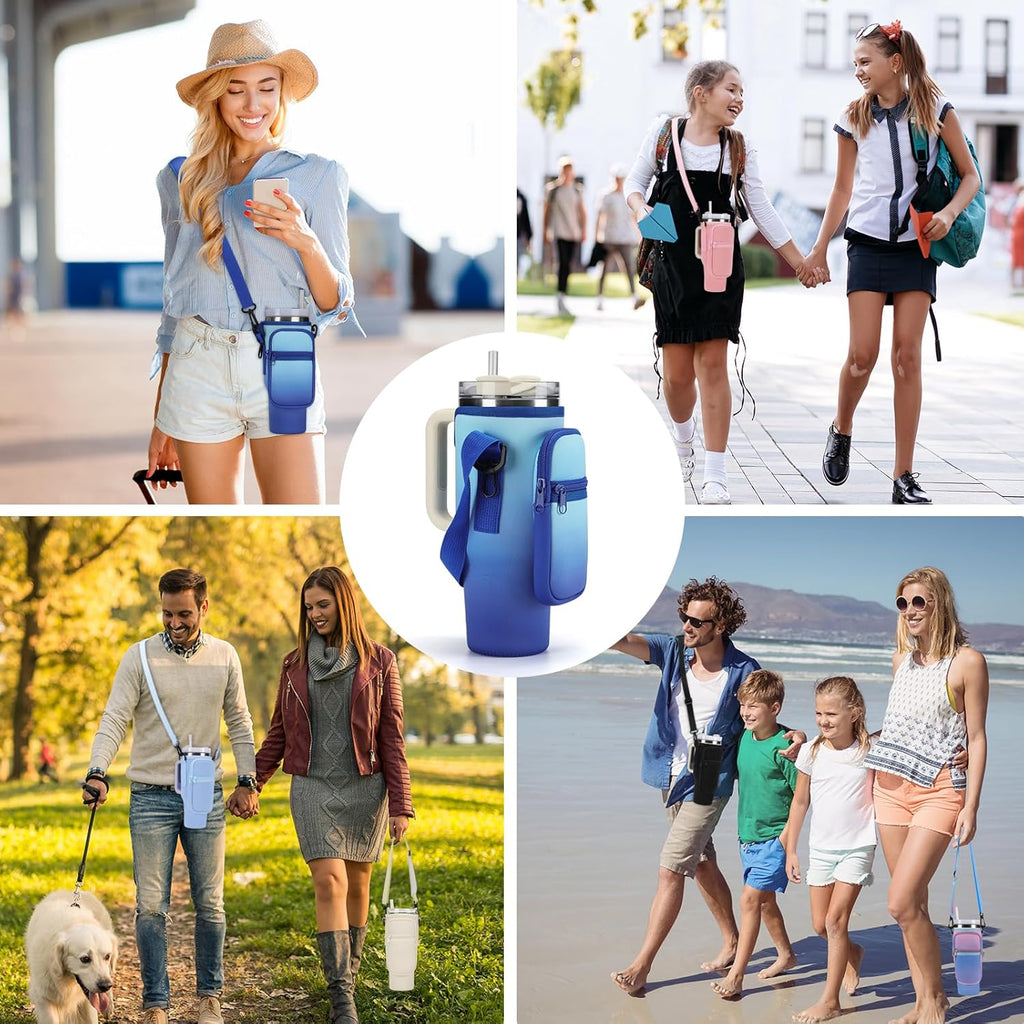 Stanley Water Bottle Carrier Bag - Neoprene Holder with Phone Pocket & Adjustable Straps | Fits 40/30 oz Tumblers