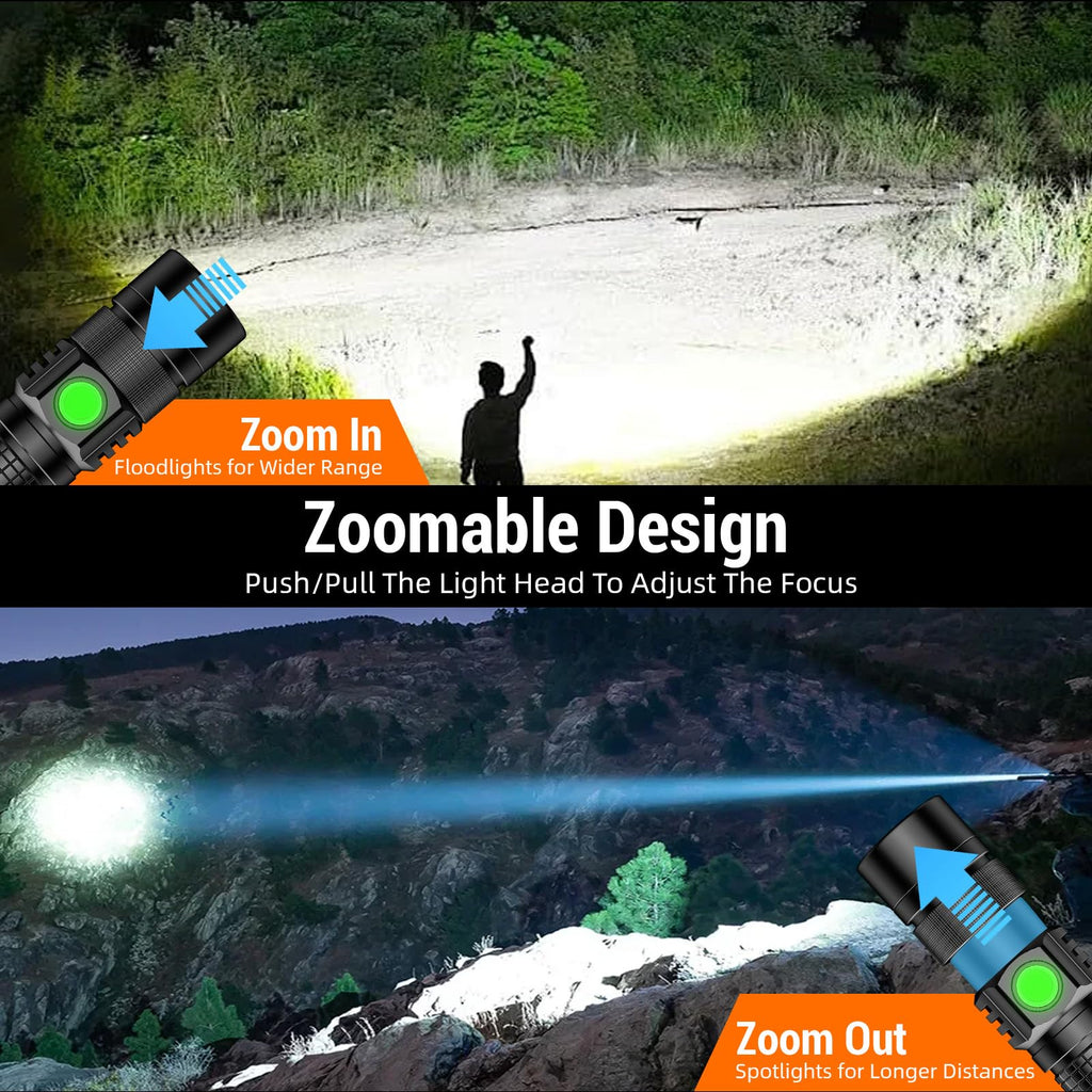 Pocket EDC Flashlight Rechargeable - 4.9inch & Emergency One Click SOS, Super Bright Small LED Flashlight 3Hr USB-C Fast Charging, Waterproof Portable Small EDC Flashlight for Home, Camping, Hiking