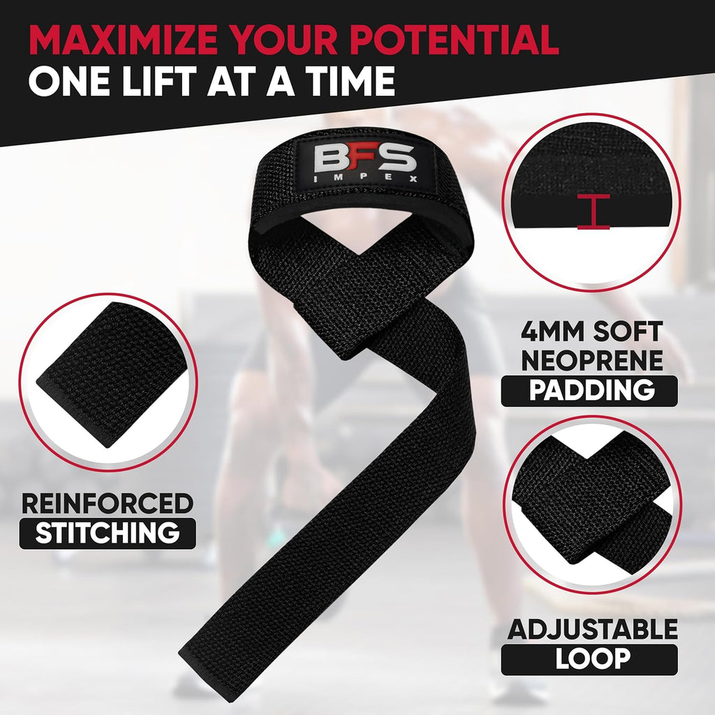 Skiennix Lifting Straps - Neoprene-Padded Cotton Weightlifting Straps for Men & Women | Ideal for Bodybuilding & Powerlifting