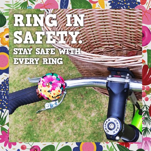 ONIPAX Floral Aluminum Alloy Bicycle Bell, Handlebar Mount Classic Loud Ringer for Cruiser & Beach Bikes, Pink Flower Decor
