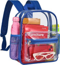MAY TREE Clear Backpack - Ideal for Stadium Events | Compact 12x11x6 Inches - Blue Color