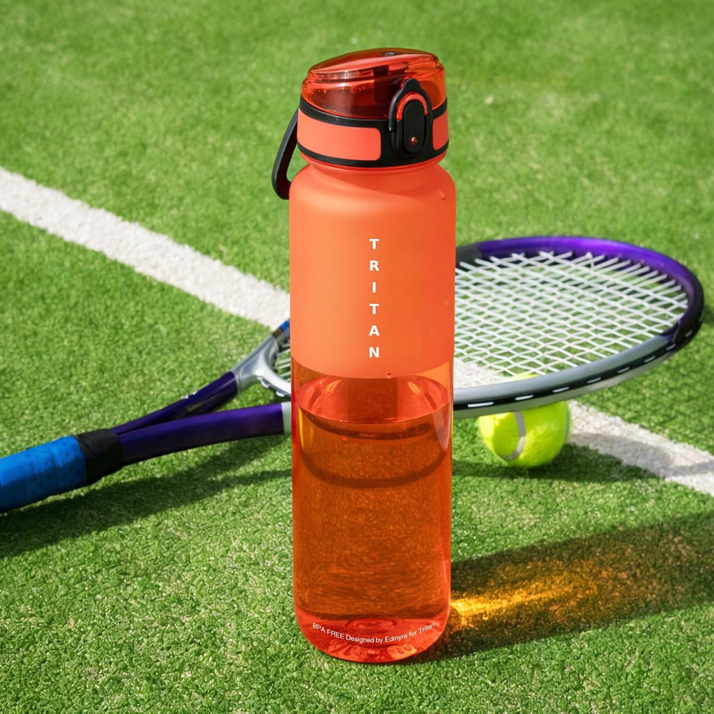 Skiennix 32oz Water Bottle - Leakproof Frosted Tritan with Chug Lid | Portable for Gym, Office, Travel (Red)