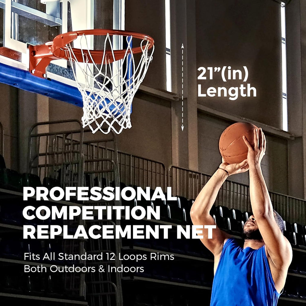 Skiennix Basketball Net - Heavy Duty 12 Loops Replacement | Premium All-Weather Design, Fits Standard Rims