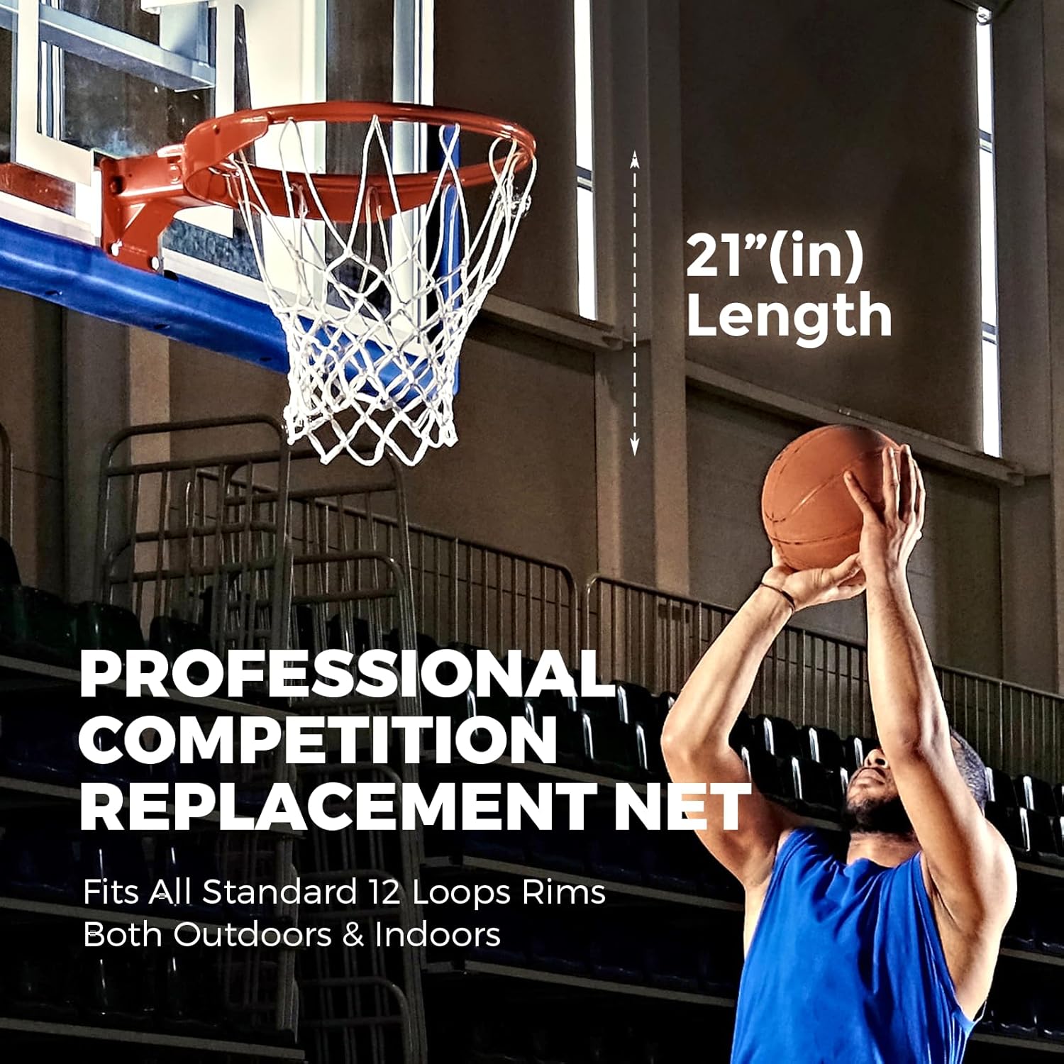Skiennix Basketball Net - Heavy Duty 12 Loops Replacement | Premium All-Weather Design, Fits Standard Rims