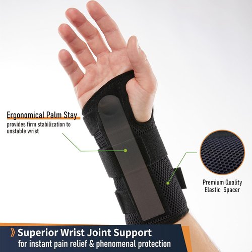 Deluxe 3-Strap Wrist Brace - Adjustable Support for Carpal Tunnel & Tendonitis - Lightweight, Breathable Design (S/M, Right Hand)