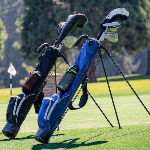 Sunday Stand Bag | Lightweight Carry Golf Bag with Speed Handle, Padded Strap, and Pocket for Driving Range, Par-3, and Executive Courses (Black)