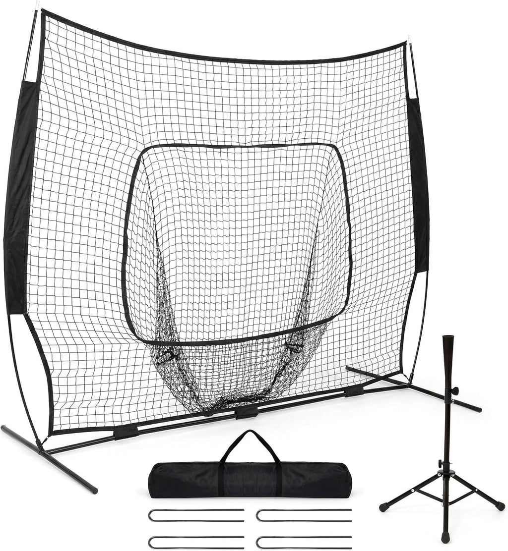 Skiennix 7x7 FT Baseball Net - Portable Batting Net with Strike Zone Target & Carry Bag