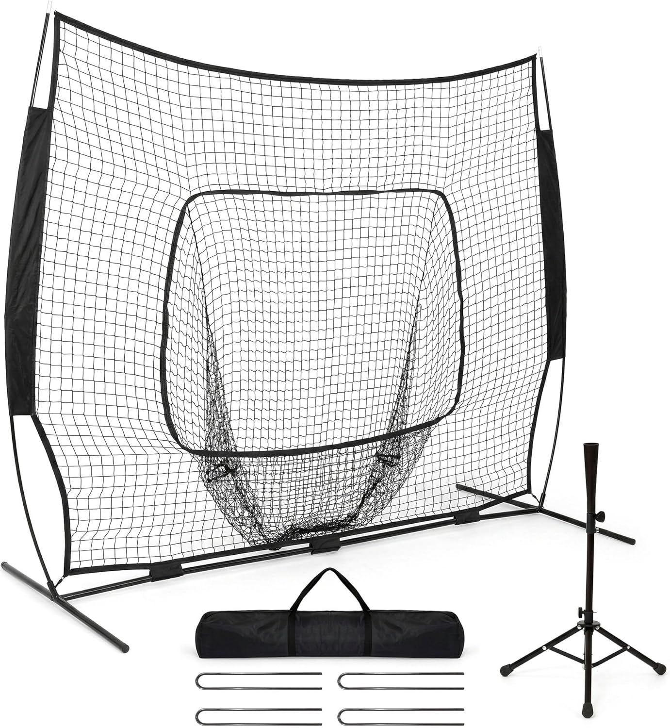 Skiennix 7x7 FT Baseball Net - Portable Batting Net with Strike Zone Target & Carry Bag