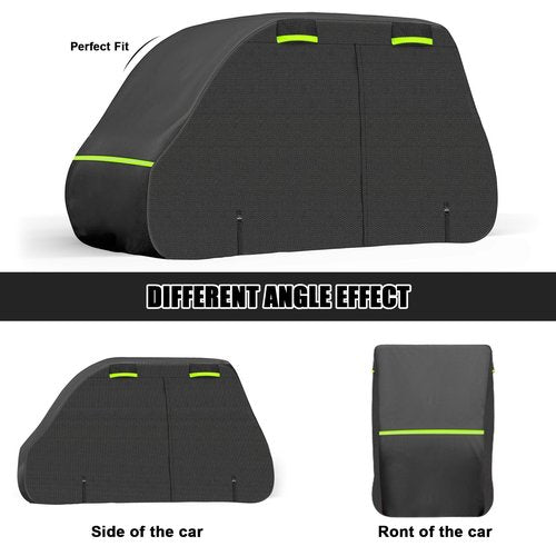 SAPUBK 4 Seat Golf Cart Cover Replace for Chrysler/Polaris GEM E4 Neighborhood Electric Vehicle with Side Zipper Door for Outdoor Rain Snow Dust Protection