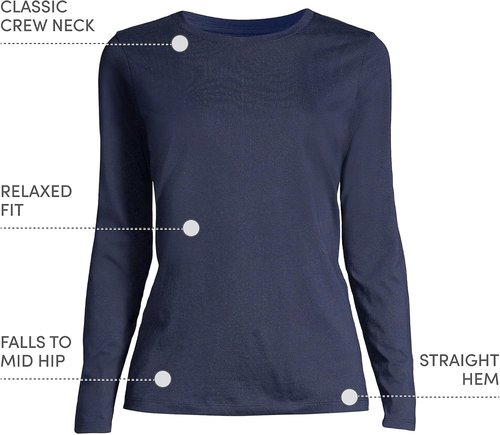 Lands' End Women's Supima Cotton Long Sleeve Crew Neck T-Shirt - Relaxed Fit, American-Grown