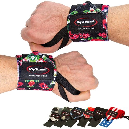 Rip Toned Wrist Wraps for Weightlifting – USPA & USAPL Approved 18" Wrist Straps for Powerlifting – Adjustable, Durable Gym Wraps with Thumb Loop – Quality Support for Men & Women – Small Floral Flex