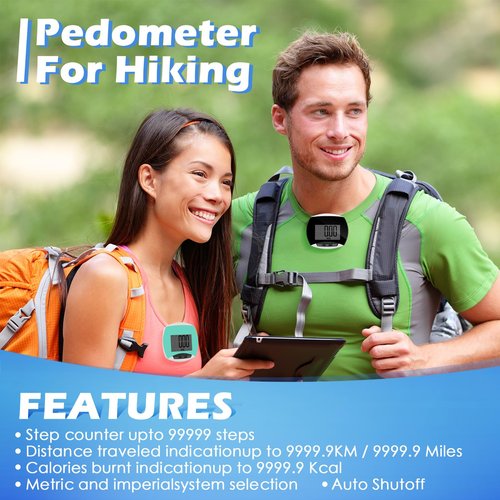 Copkim 9 Pcs Simple Pedometers Bulk for Walking Steps and Miles Walking Step Counters with Calories Burned Portable Clip Step Tracker for Seniors Man Women Jogging Hiking Running (Black, Green, Blue)