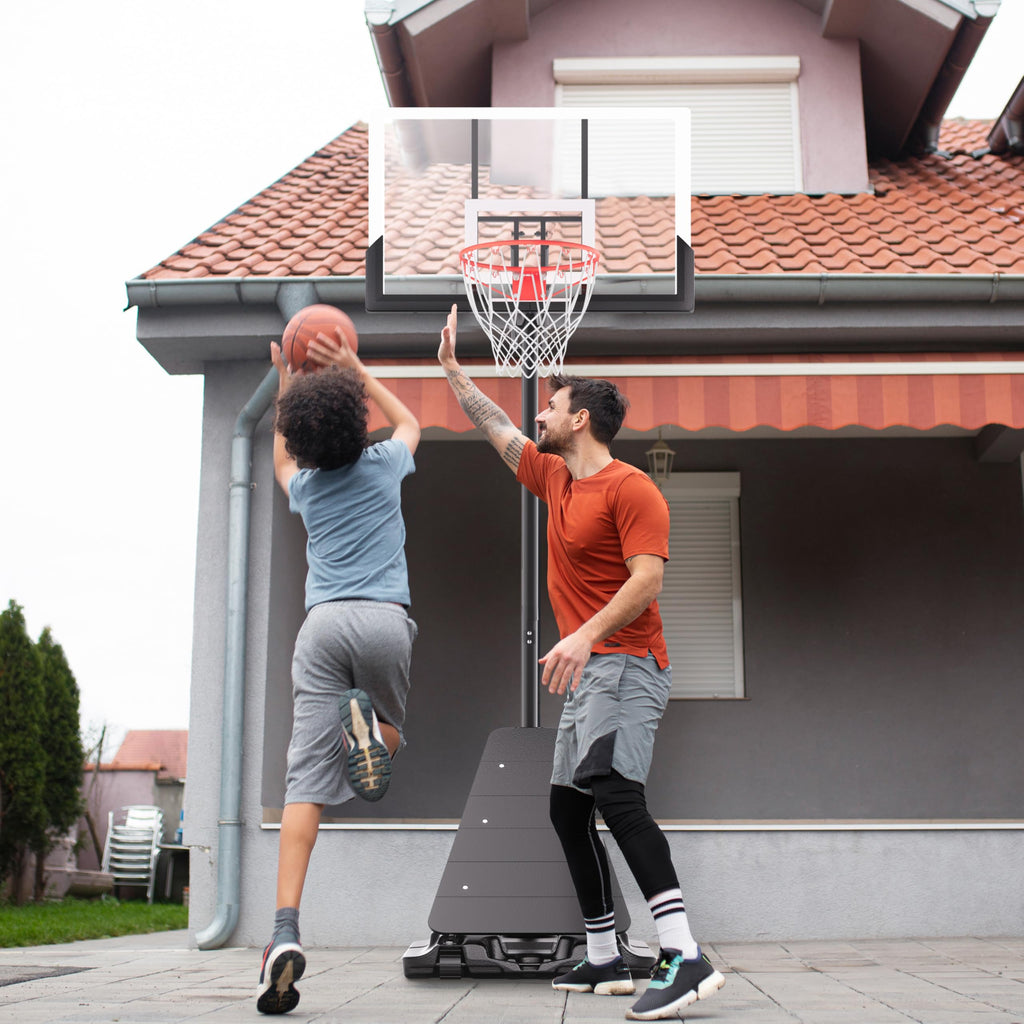 Feelwin Portable Basketball Hoop for Backyard Driveway, Adjustable Outdoor Basketball Goal with Stable Base and Shatterproof Backboard for Youth and Adults