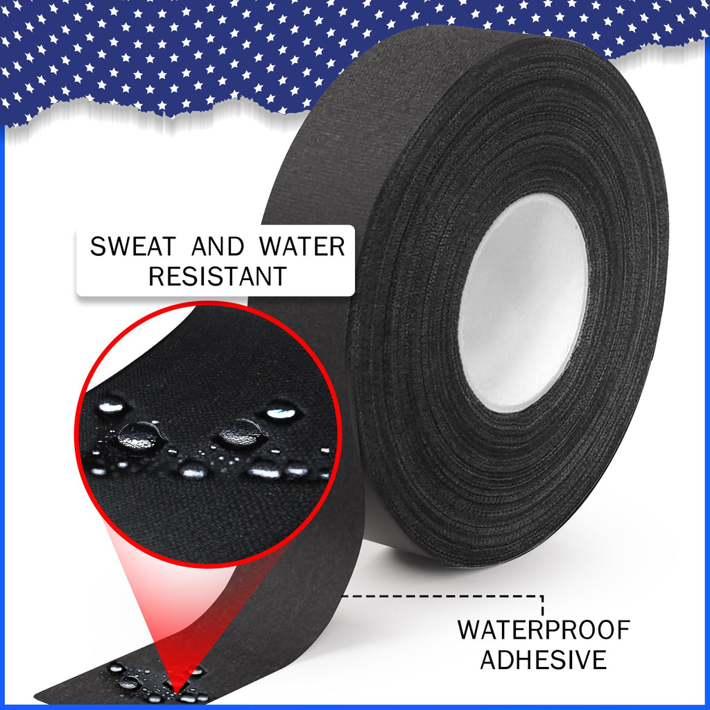 Hockey Tape Black Grip Tape 2 Roll Athletic Sports Tape 1inch Multipurpose Cloth Tape for Lacrosse Stick Handles Pullup Bars Tools Fingers - Water-Resistan Protect from Scratches Smudges Goon Tape