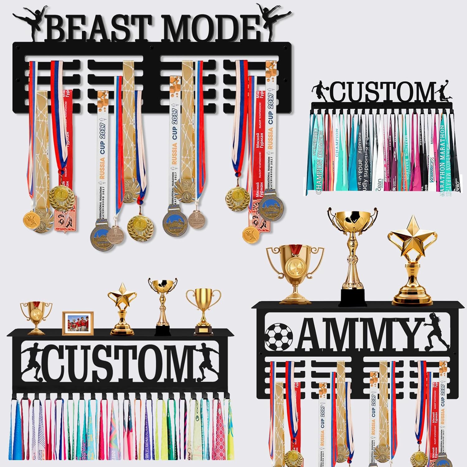 Skiennix Personalized Medal Hanger - Custom Wall Display Rack for Awards & Ribbons | Perfect Gift for Athletes